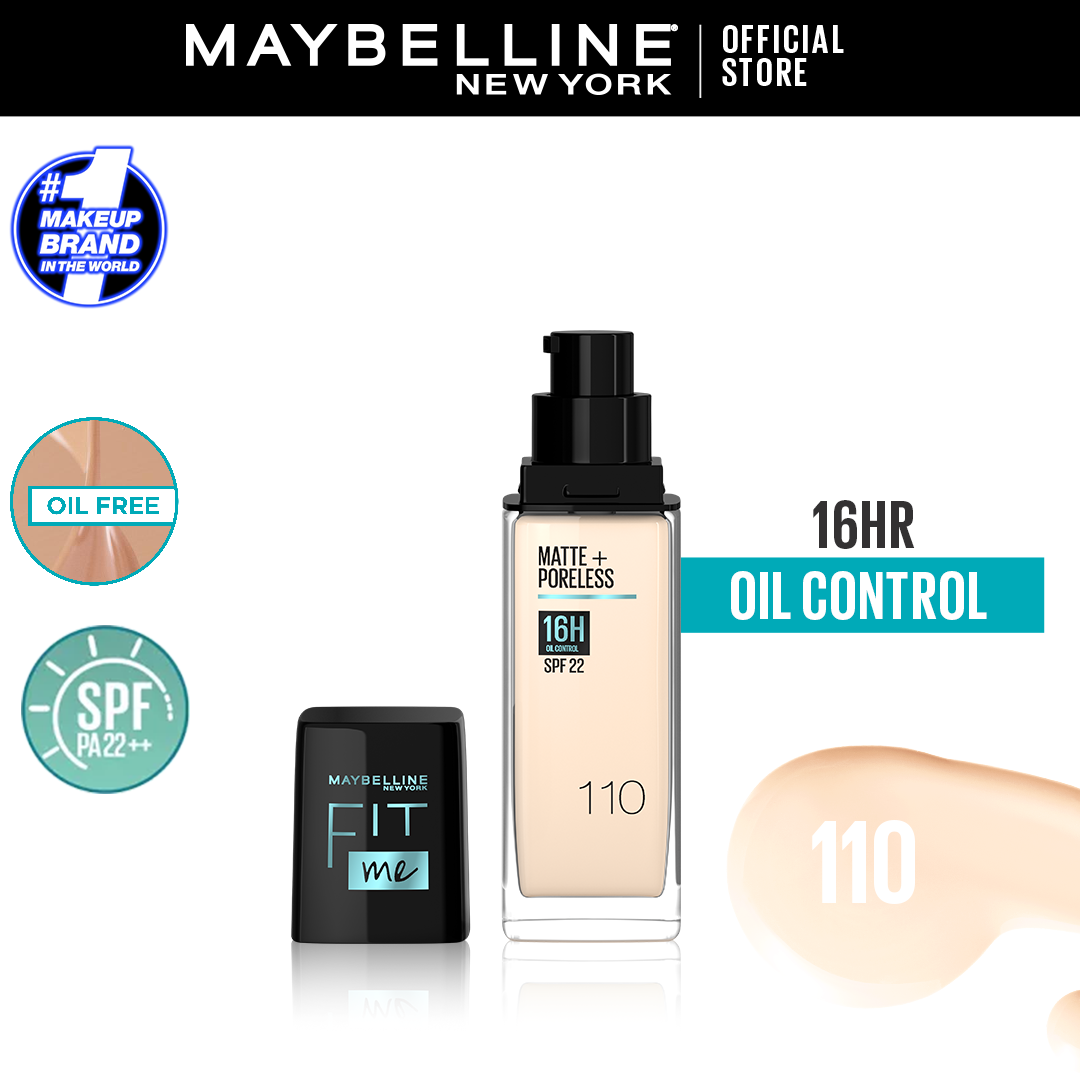 Maybelline Ny New Fit Me Matte + Poreless Liquid Foundation Spf 22 - 110 Porcelain 30Ml - For Normal To Oily Skin - Highfy.pk