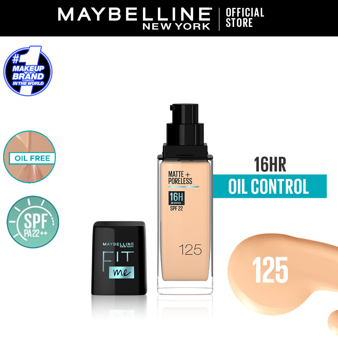 Maybelline Ny New Fit Me Matte + Poreless Liquid Foundation Spf 22 - 125 Nude Beige 30Ml - For Normal To Oily Skin