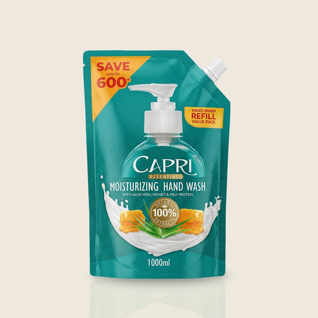 Capri - Hand Wash Aloevera, Honey & Milk Protein - 1000ml (Pouch)