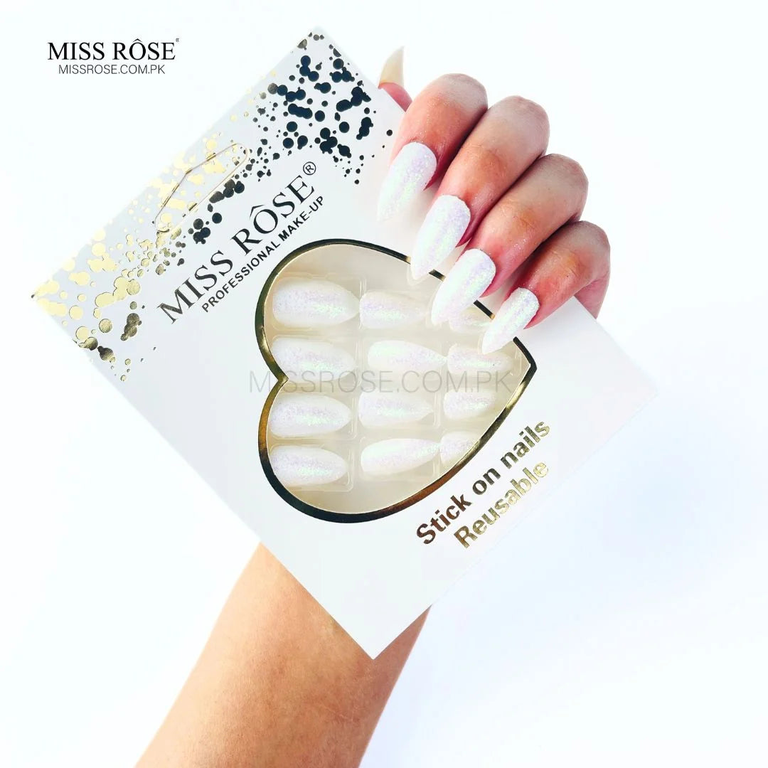 Miss Rose - Glitter Chunk Stick-On Nails Reusable