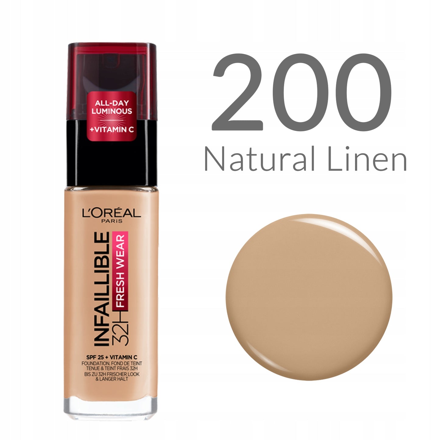 L'Oreal Paris Infallible Up To 24H Fresh Wear Foundation Powder Linen 200