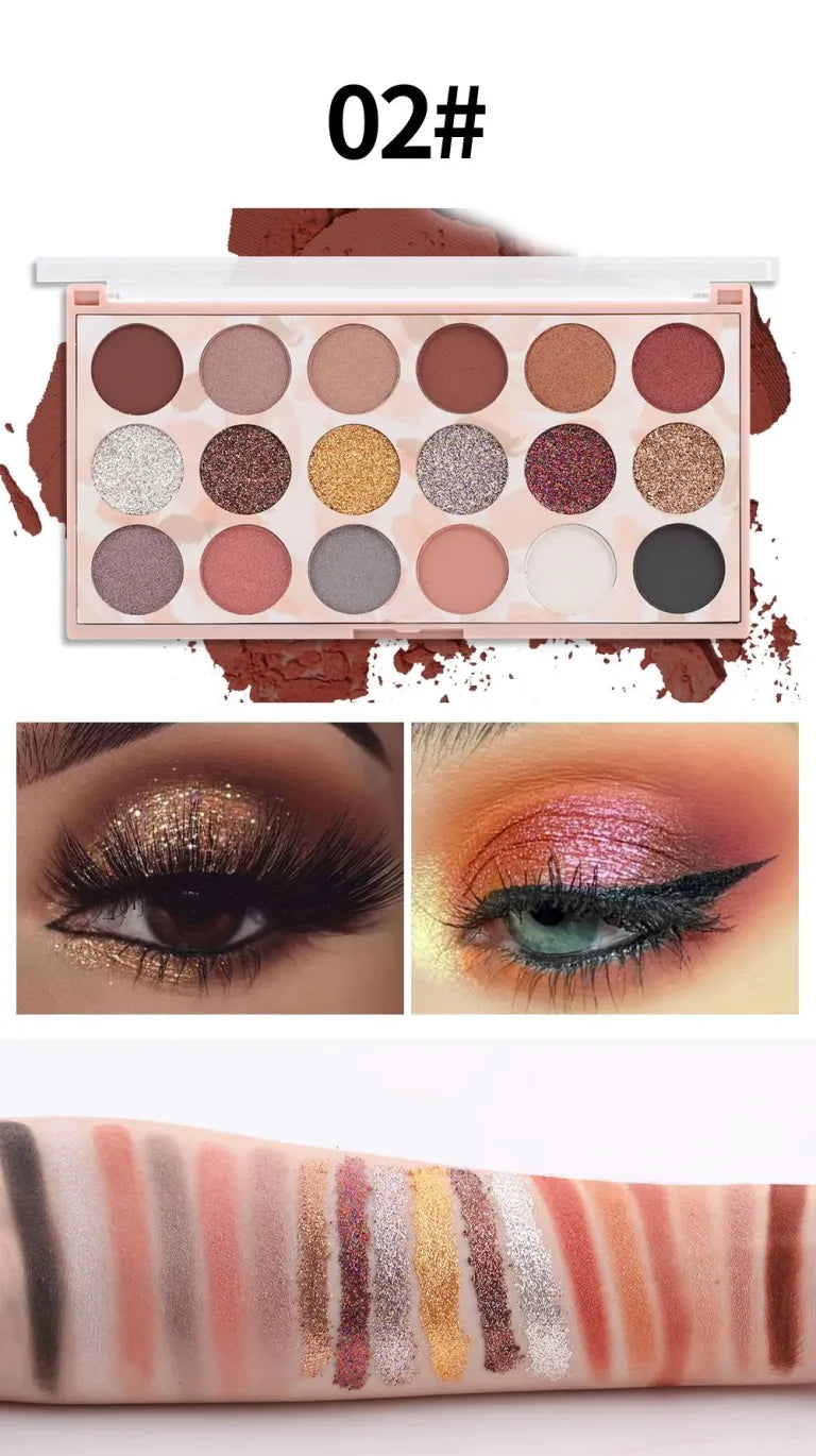 Miss Rose - 12 Color Eyeshadow & 6 Color Glitter 21.6G - M2
