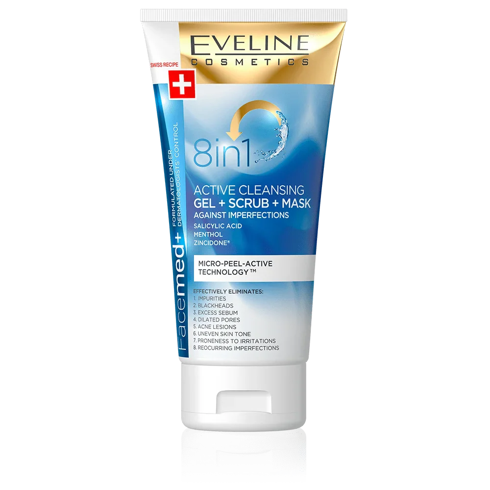 Eveline Cosmetics - Facemed+ 8in1 Active Cleansing Gel + Scrub + Mask