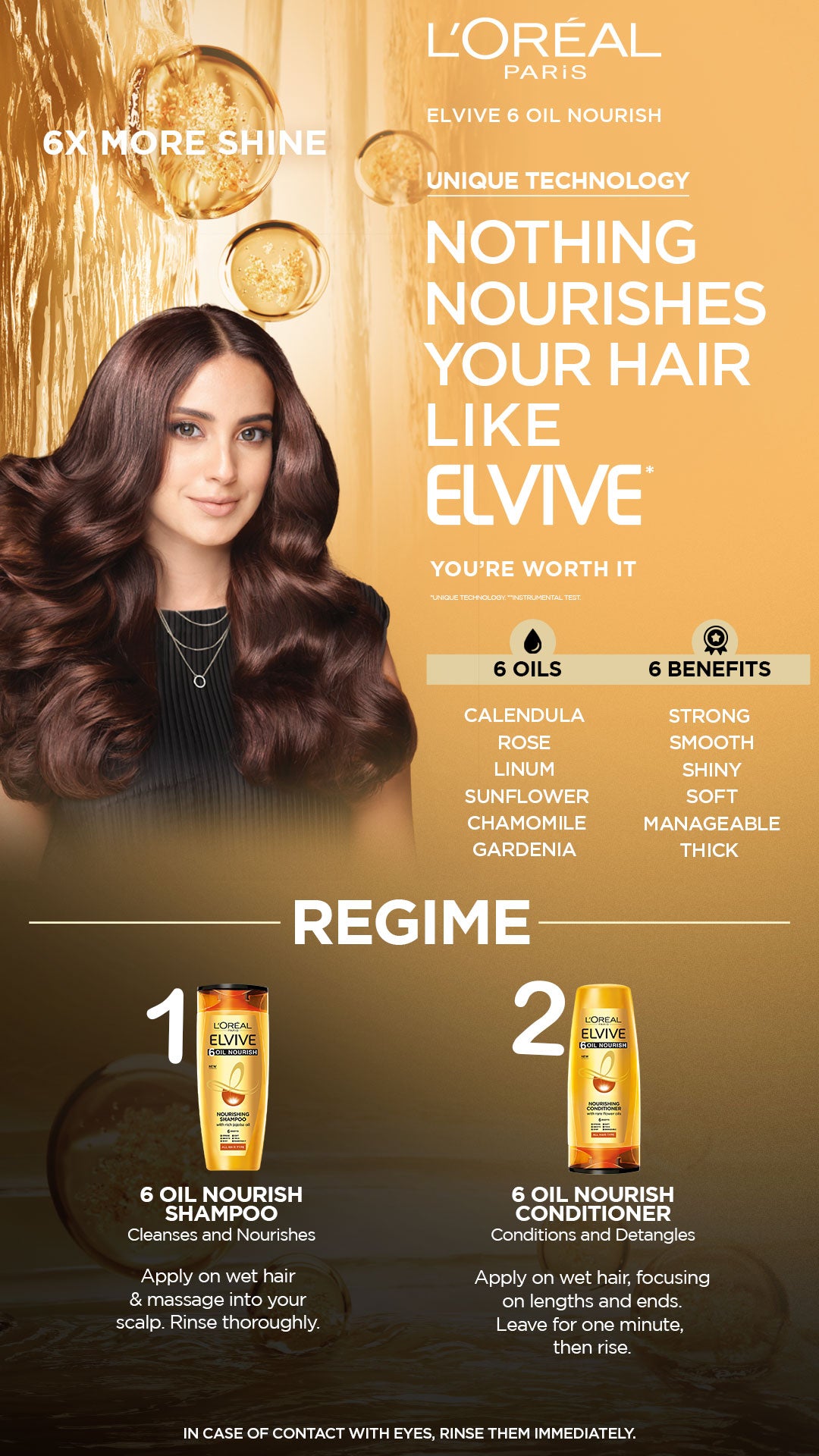 L'Oreal Paris Elvive 6 Oil Nourish Shampoo 175 Ml - For Dull & Dry Hair