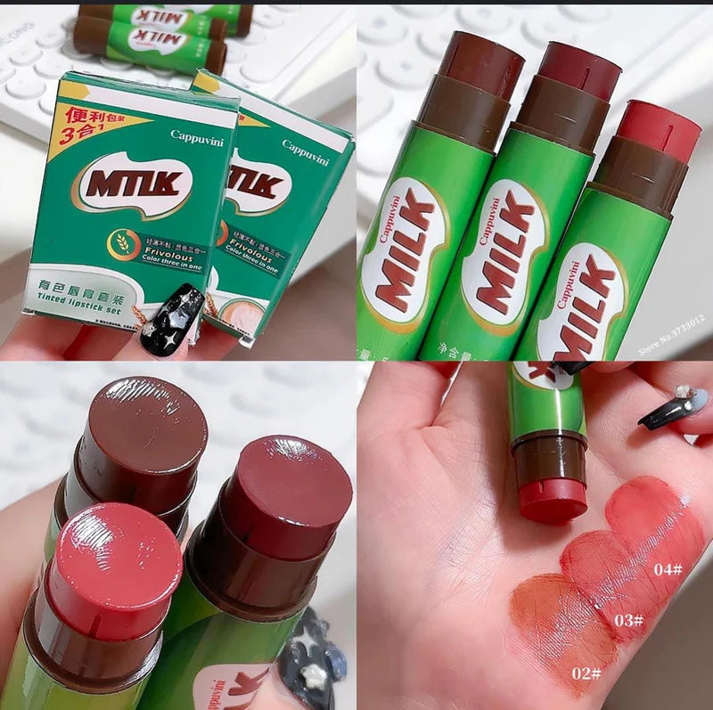 Cappuvini - Milk Tinted Lipstick Set 3S
