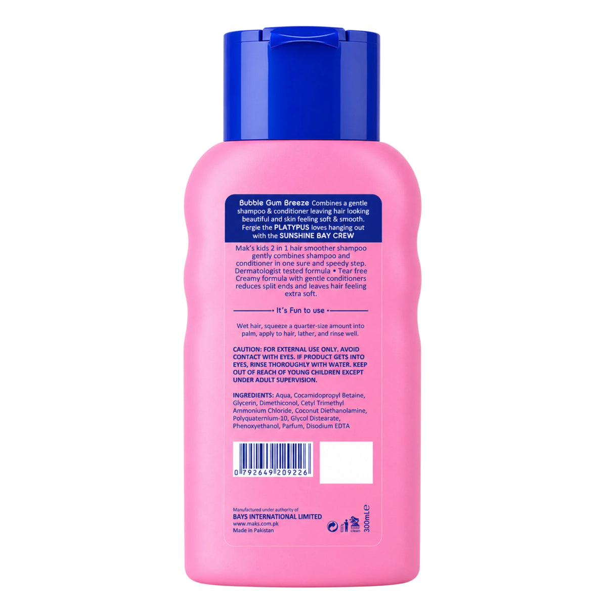 Maks - 2 in 1 Kids Shampoo + Conditioner Bubblegum Breeze 300Ml
