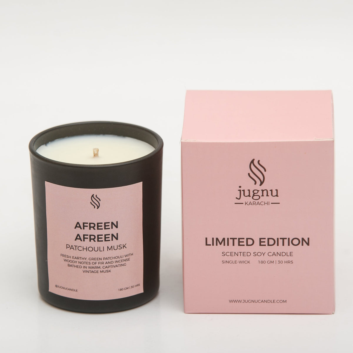 Jugnu - Afreen Afreen (Patchouli Musk) Scented Soy Candle - Regular 180g