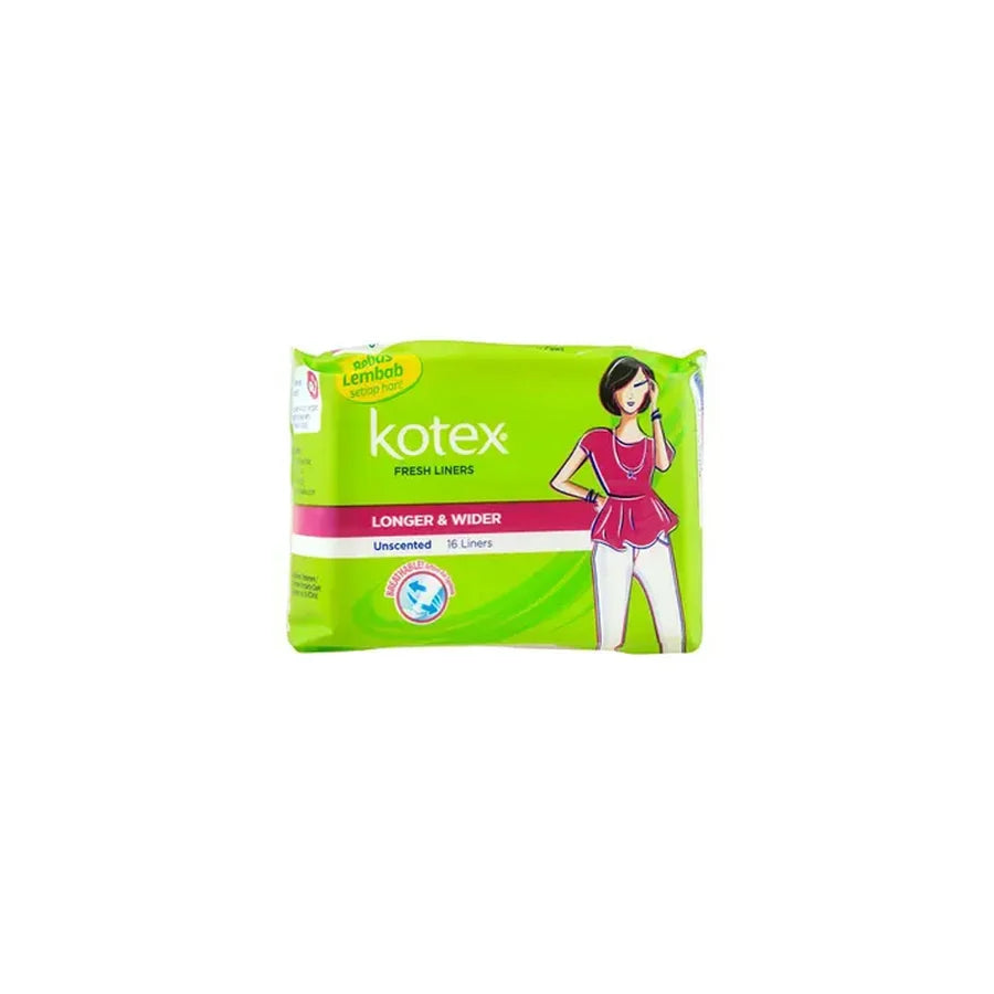 Kotex - Fresh Liners Unscented Longer & Wider Panty Liners - 16's