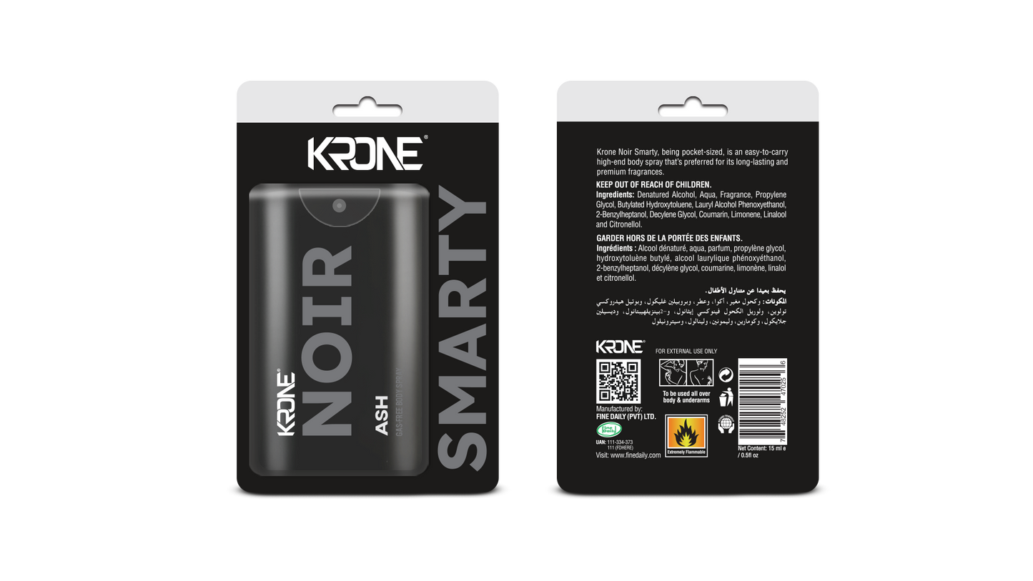 Krone Noir Smarty Ash Gas Free Body Spray 15ml