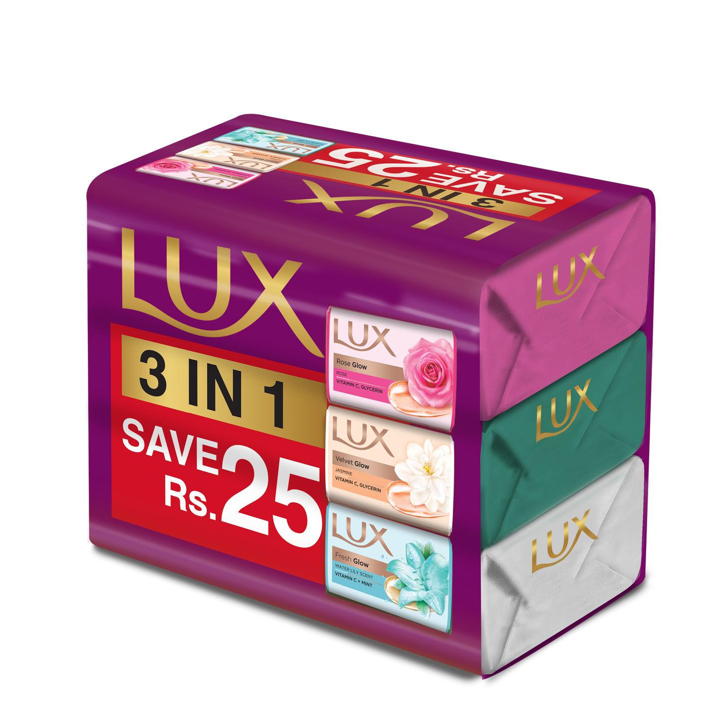 Lux - Rainbow Pack Soap Bar Trio - 130G