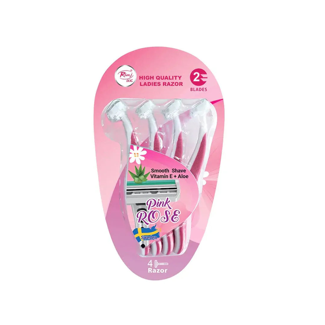 Rivaj - Ladies Pink Rose Razor (Pack of 4)