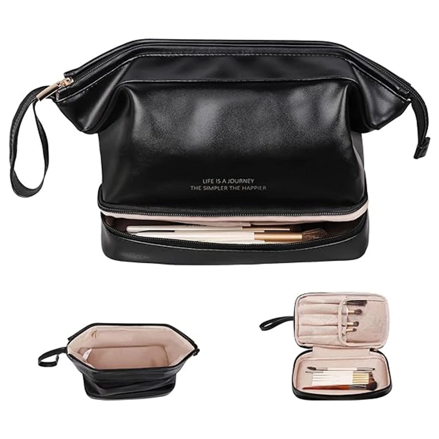 Facial Beauty - Leather Stylish Zipper Bag - Assorted Color