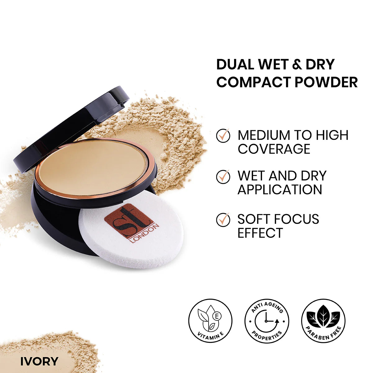 ST London - Dual Wet & Dry Compact Powder Ivory - 14g