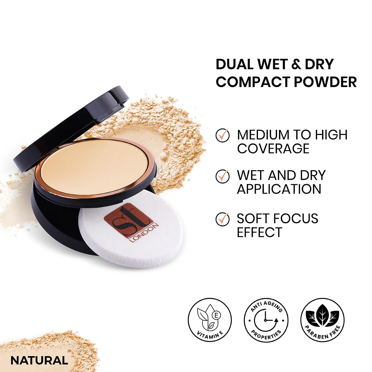 St London Dual Wet & Dry Compact Powder Natural 14G