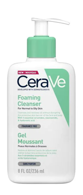 Cerave Foaming Cleanser For Normal To Oily Skin 8Oz/236Ml