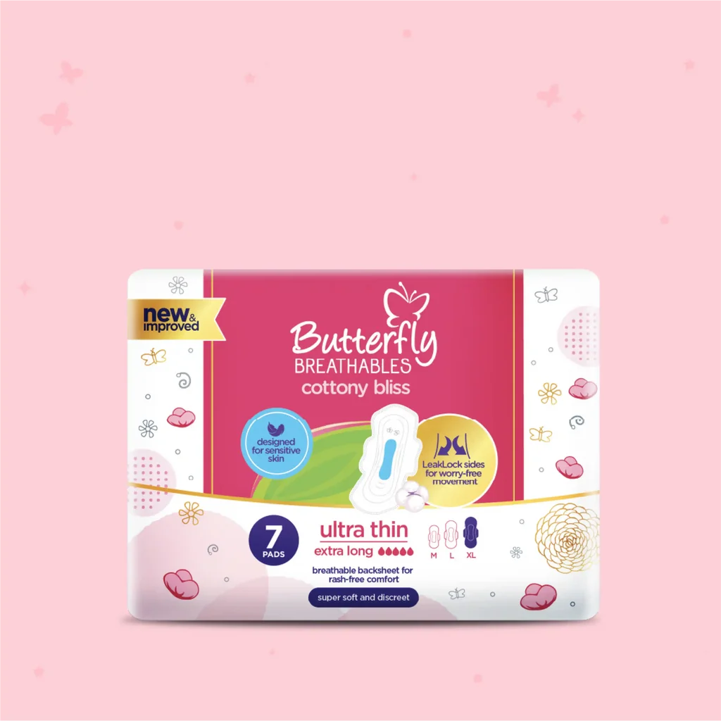 Butterfly - Breathables Ultra Thin Cottony Top Sheet Extra Large Sanitary Pads - 7's