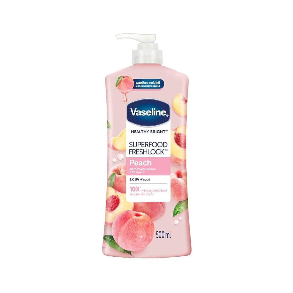 Vaseline - Body Lotion Healthy Bright Super Food Fresh Lock Peach 500Ml (Pump)