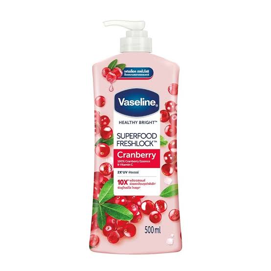 Vaseline - Body Lotion Healthy Bright Super Food Fresh Lock Cranberry 500Ml (Pump)