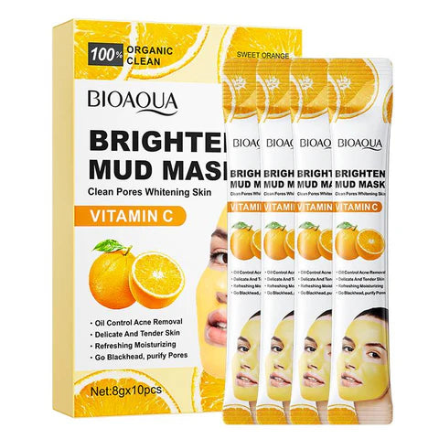 Bioaqua - Vitamin C Brighten Cleansing Shrinking Pores Mud Mask 8g - 10 Pcs