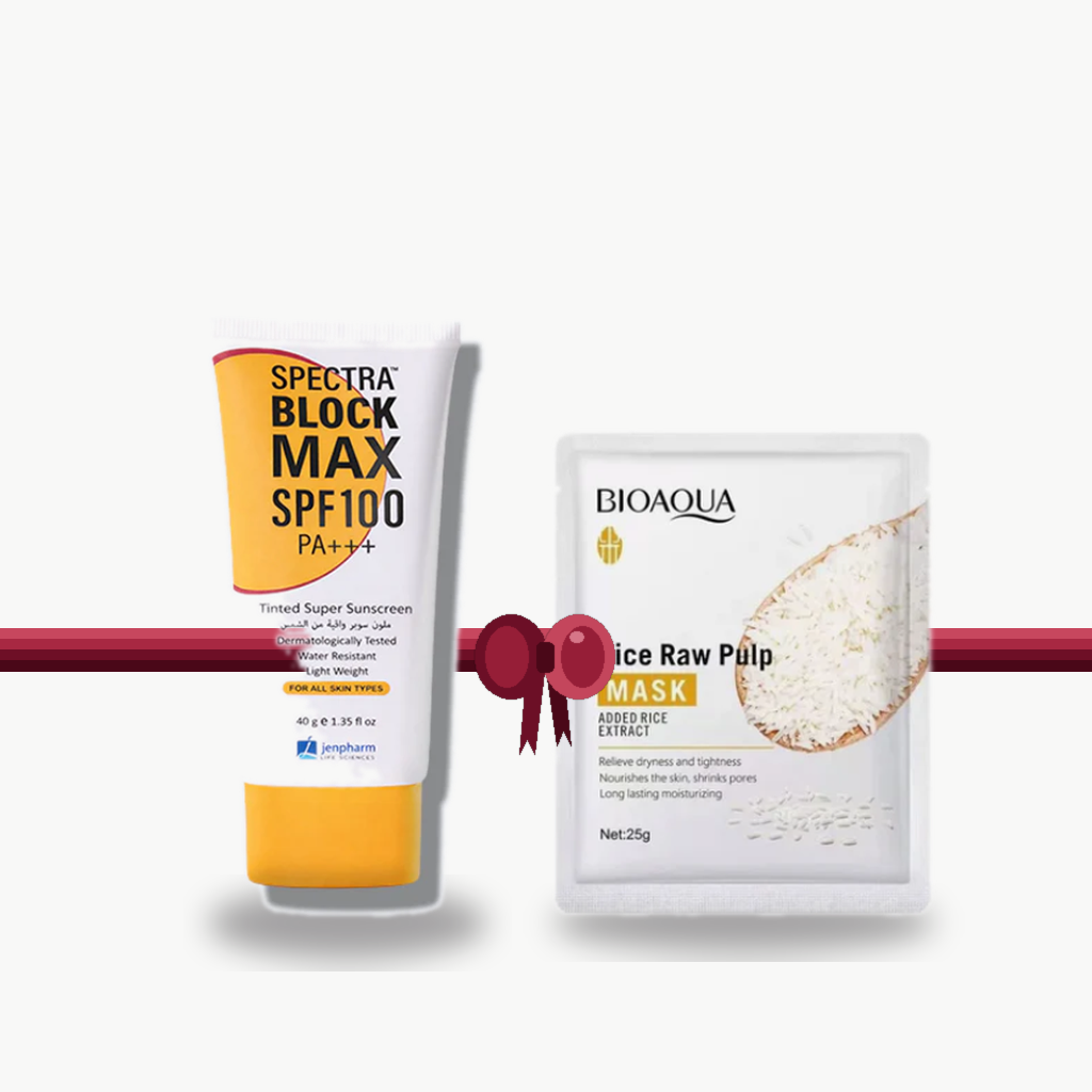 Bundle - Jenpharm Tinted Super Sunblock Cream + Bio Aqua Rice Raw Pulp Mask