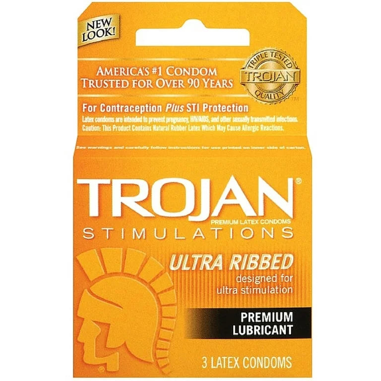 Trojan - Condom Ultra Ribbed Premium Lubricant - 3Ct