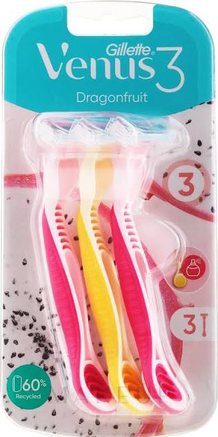 Gillette - Venus 3 Dragonfruit Razor - Pack of 3