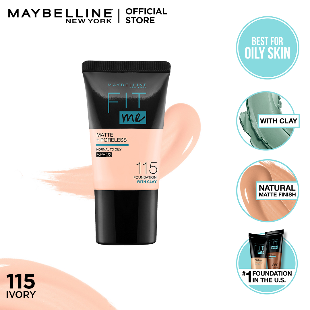 Maybelline New York Fit Me Matte & Poreless Liquid Foundation 18Ml Mini Tube - 115 Ivory - For Normal To Oily Skin - Highfy.pk