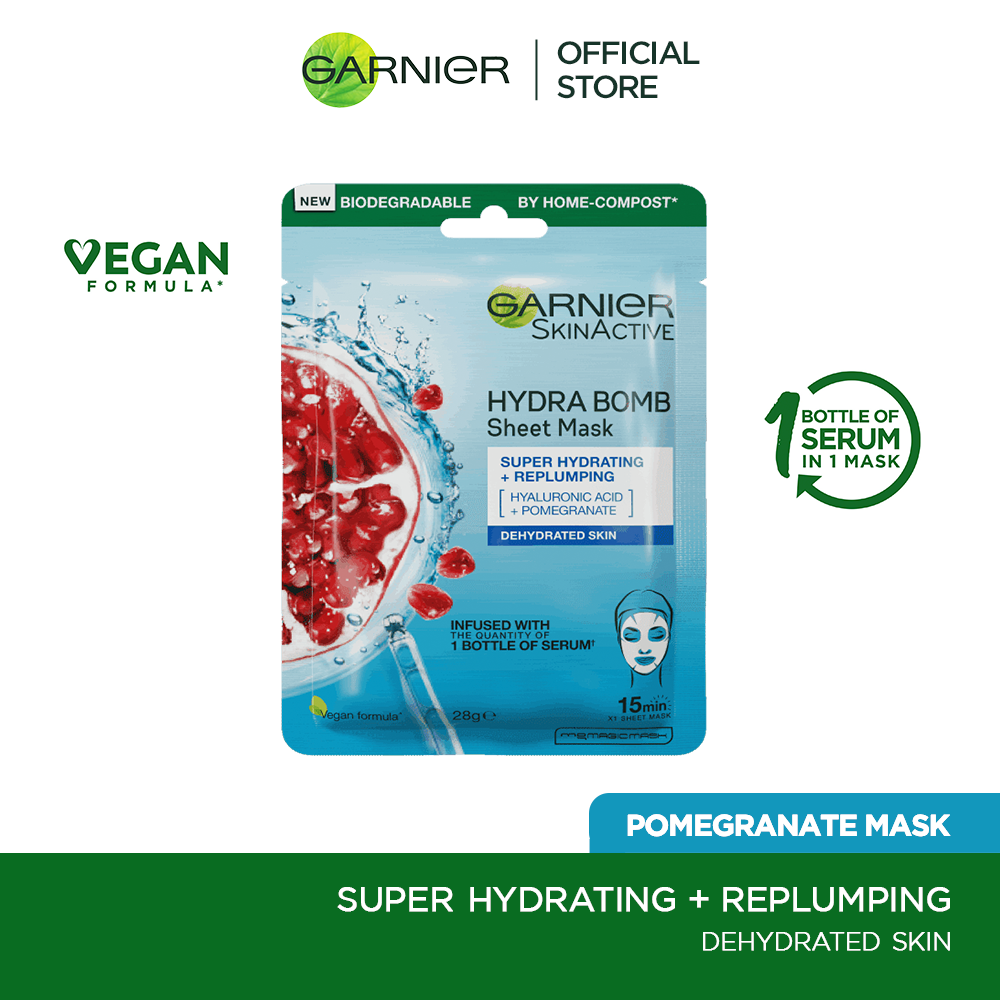 Garnier Skin Active Hydra Bomb Pomegranate Tissue Face Mask, Hydrating And Replenishing 28G - Highfy.pk