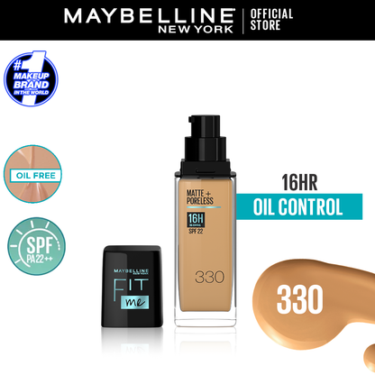 Maybelline Ny New Fit Me Matte + Poreless Liquid Foundation Spf 22 - 330 Toffee 30Ml - For Normal To Oily Skin - Highfy.pk