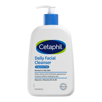 Cetaphil Daily Facial Cleanser Normal To Oily Skin Fragrance Free 16Oz/473Ml