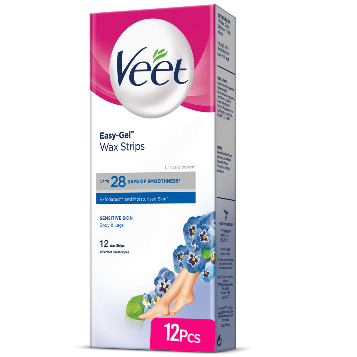 Veet Easy Gel Wax Strips Sensitive Skin Body & Legs 12s