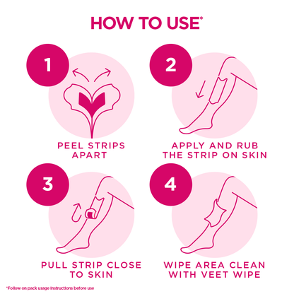 Veet Easy Gel Wax Strips Normal Skin Body & Legs 12s