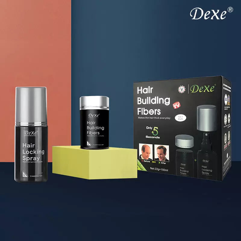 Dexe - Hair Building Fibers & Locking Spray No.1 Black 22Gm/100Ml