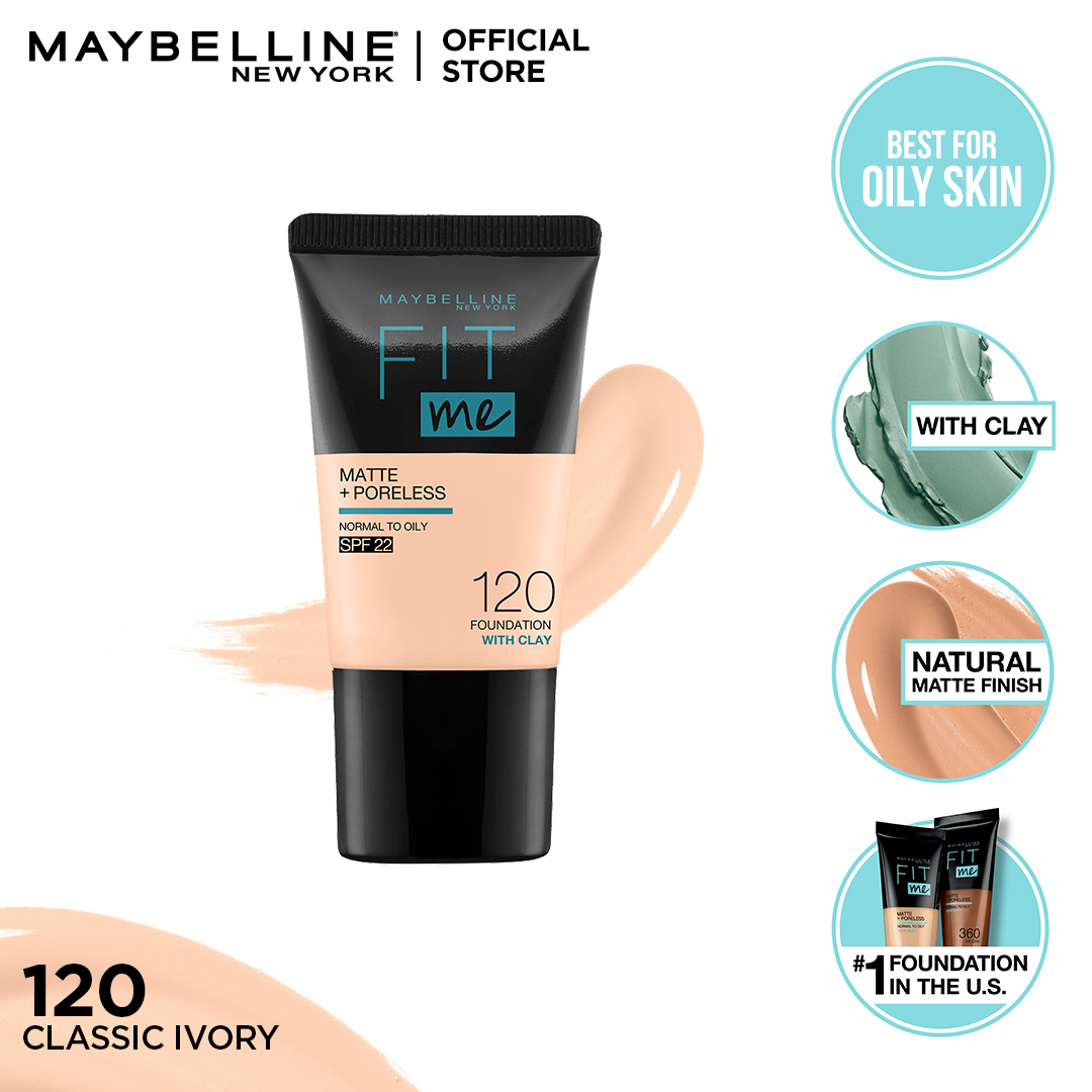 Maybelline New York Fit Me Matte & Poreless Liquid Foundation 18Ml Mini Tube - 120 Classic Ivory - For Normal To Oily Skin - Highfy.pk