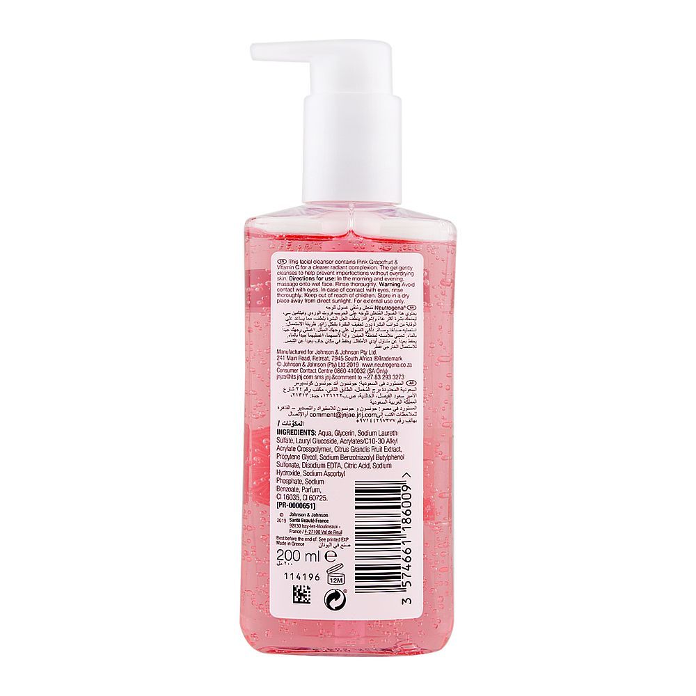 Neutrogena Facial Wash Fresh & Clear With Pink Grapefruit Pump 200M (Co)