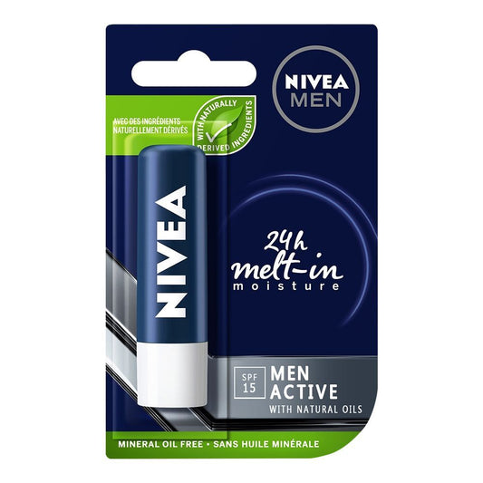 Nivea Lips Balm Active For Men Spf15 4.8G