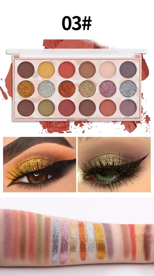 Miss Rose - 12 Color Eyeshadow & 6 Color Glitter 21.6G - M3