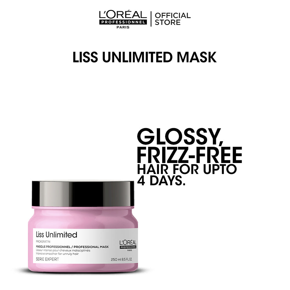 Bundle - L'Oreal Professional - Serie Expert Liss Unlimited Mask 250 ML + L'Oreal Professional - Serie Expert Liss Unlimited Shampoo 300 ML + L'Oreal Professional - Serie Expert Liss Unlimited Shine Perfecting Blow Dry Hair Oil 125 ML