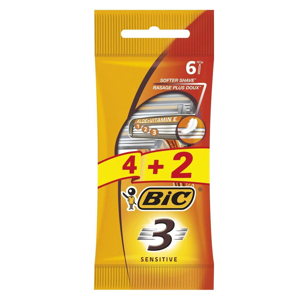 Bic 3 Blade Sensitive Razor 6's