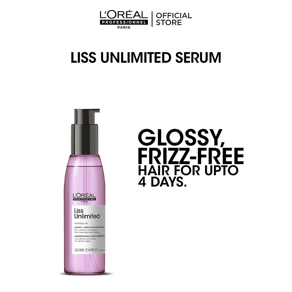 Bundle - L'Oreal Professional - Serie Expert Liss Unlimited Mask 250 ML + L'Oreal Professional - Serie Expert Liss Unlimited Shampoo 300 ML + L'Oreal Professional - Serie Expert Liss Unlimited Shine Perfecting Blow Dry Hair Oil 125 ML