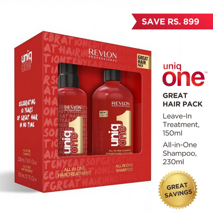 Revlon - UniqONE DUO-PACK All-in-One Leave-In Hair Treatment Classic Fragrance 150ml + Shampoo 230ml