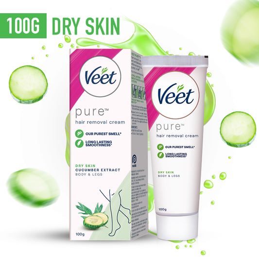 Veet Pure Hair Removal Cream Dry Skin Body & Legs 100G