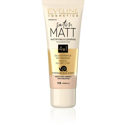 Eveline Cosmetics - Satin Matt Mattifying & Covering Foundation - 102 Vanilla