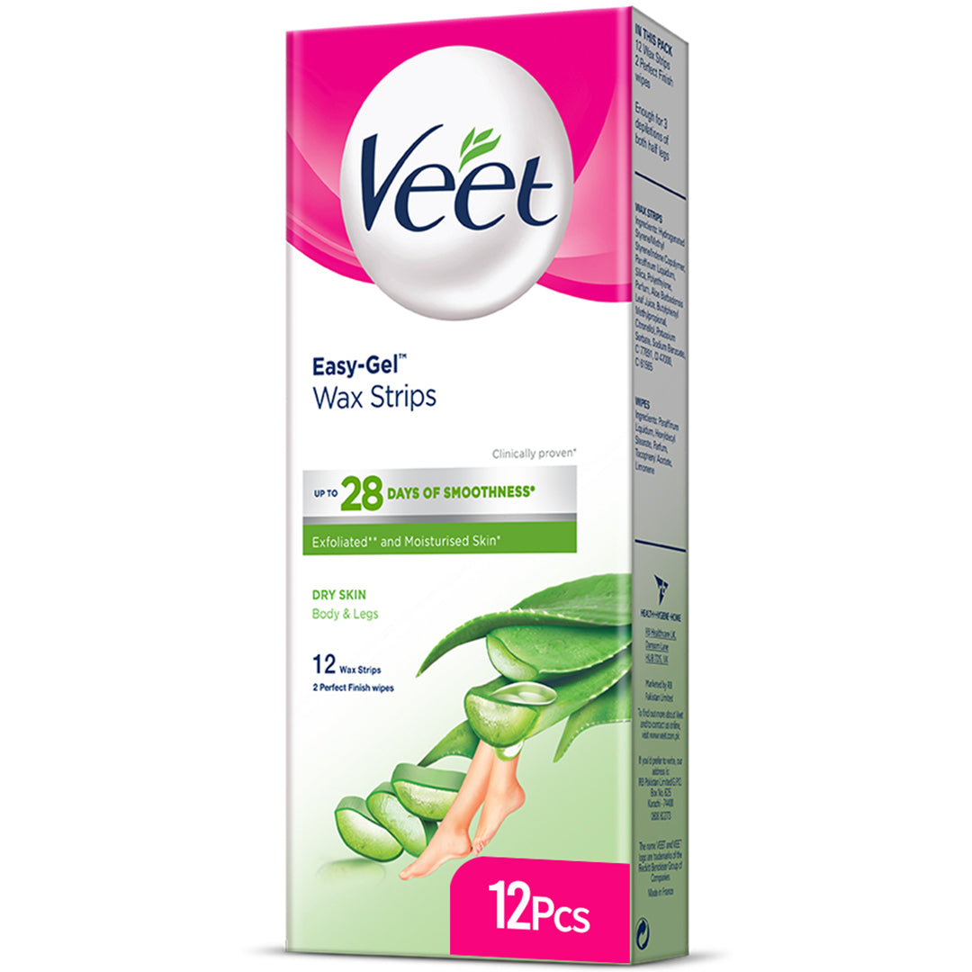 Veet Easy Gel Wax Strips Dry Skin Body & legs 12s