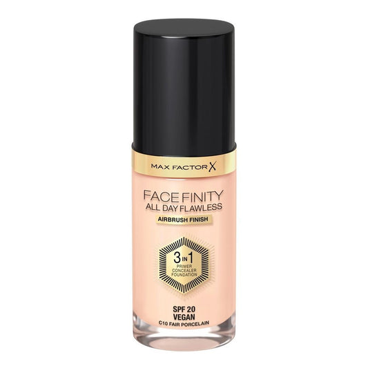 Max Factor Facefinity All Day Flawless Airbrush Finish, 3-In-1 Foundation, C10, Fair Porcelain