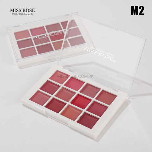 Miss Rose - 12-Colors Lip Cream Palette - M2