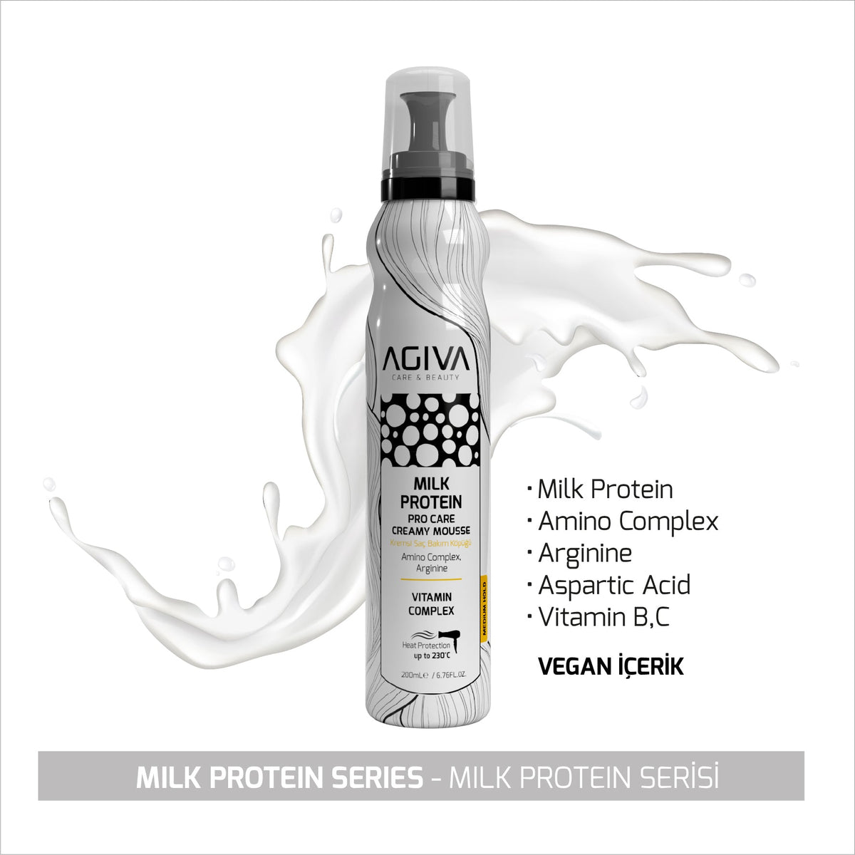 Agiva - Milk Protein Amino Complex Pro Care Hair Mousse - 200 ml