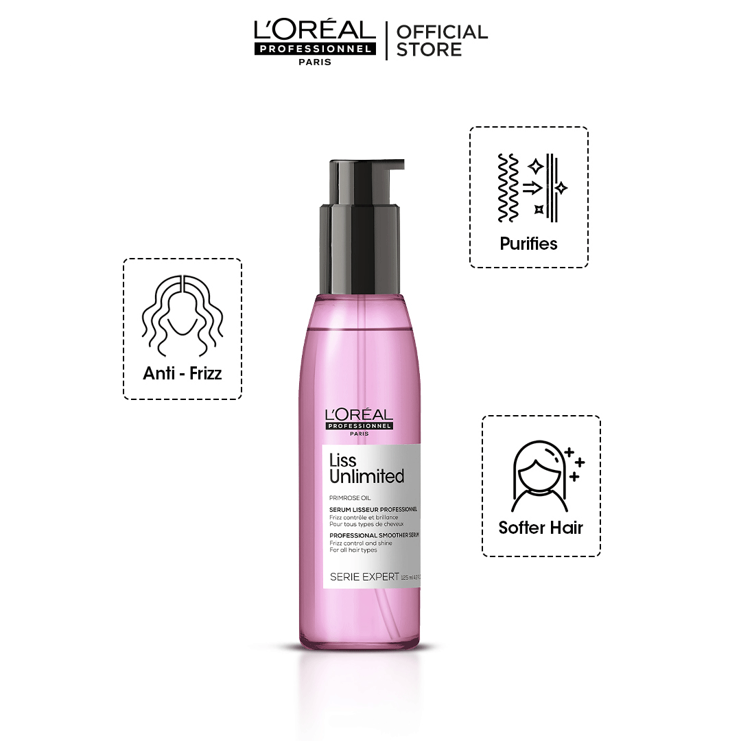 L'Oreal Professional - Serie Expert Liss Unlimited Shine Perfecting Blow Dry Hair Oil 125 ML - For Frizzy & Unruly Hair