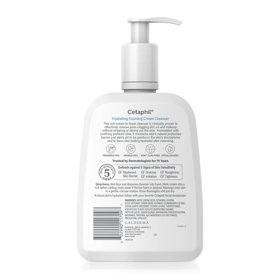 Cetaphil Hydrating Foaming Cream Cleanser Normal To Dry Skin 16Oz/473Ml