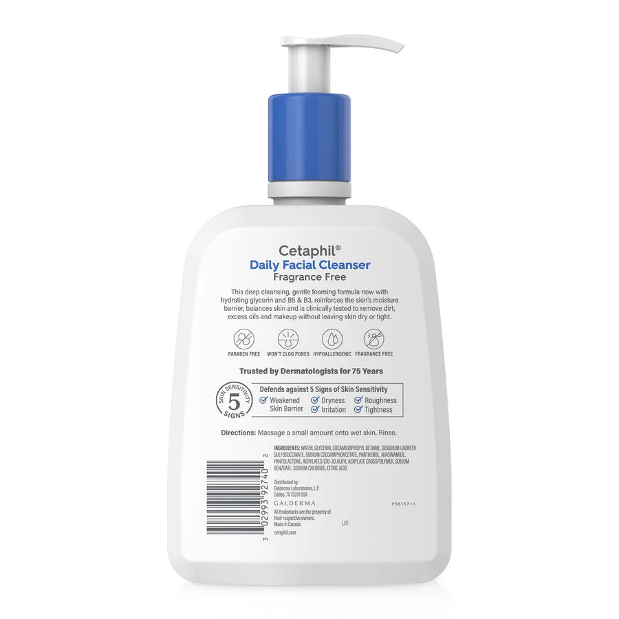 Cetaphil Daily Facial Cleanser Normal To Oily Skin Fragrance Free 16Oz/473Ml